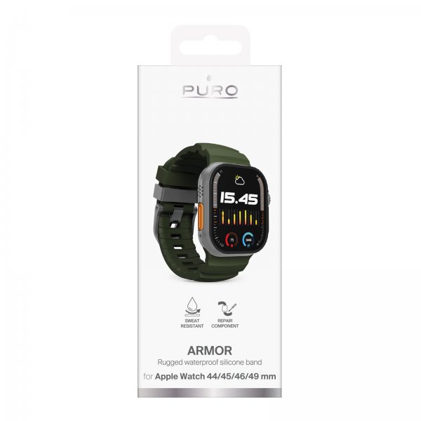Puro Apple Watch 44/45/46/Ultra 49mm Armbånd Armor Grønn