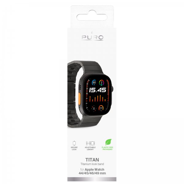Puro Apple Watch 44/45/46mm/Ultra 49mm Armbånd Titan Svart