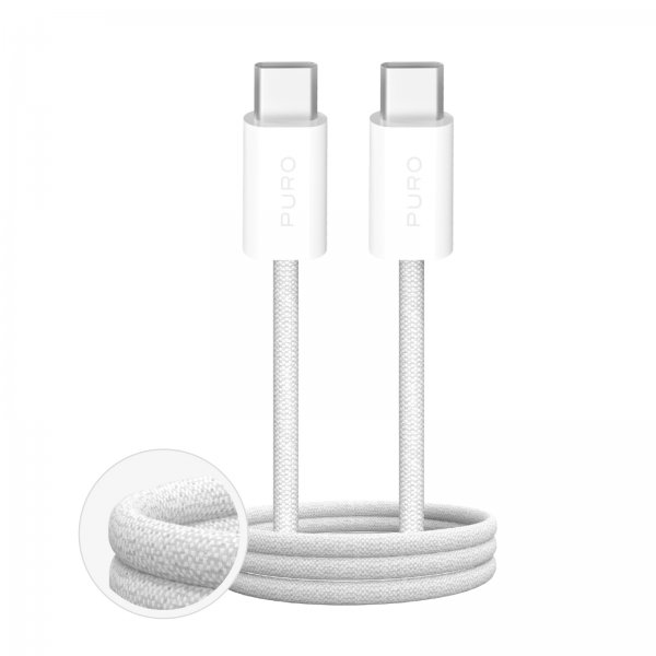 Puro Kabel Fabrik 2.0 100W USB-C til USB-C 1m Hvit