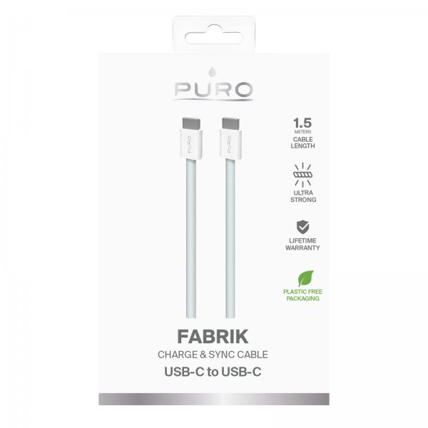 Puro Kabel Fabrik 2.0 60W USB-C til USB-C 1.5m Lyseblå