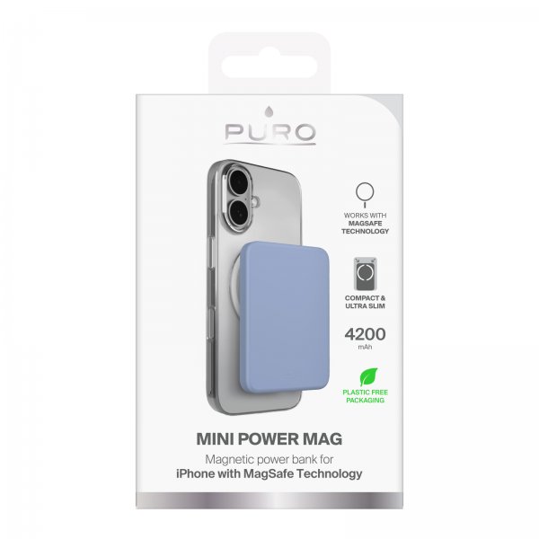 Puro Powerbank Mini Power Mag 4200 mAh Lyseblå
