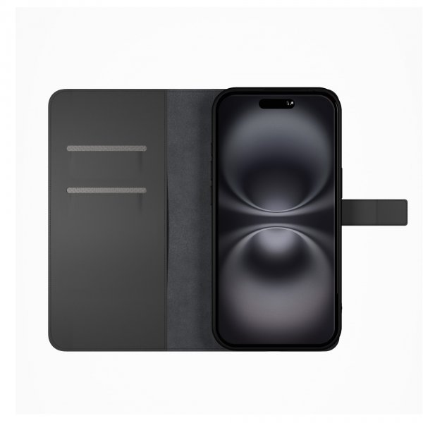 Puro iPhone 16 Etui Wallet Stand Svart