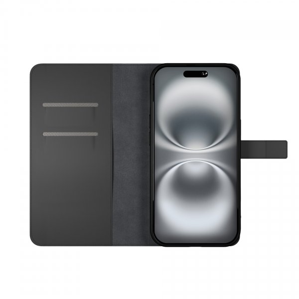 Puro iPhone 16 Pro Etui Wallet Stand Svart