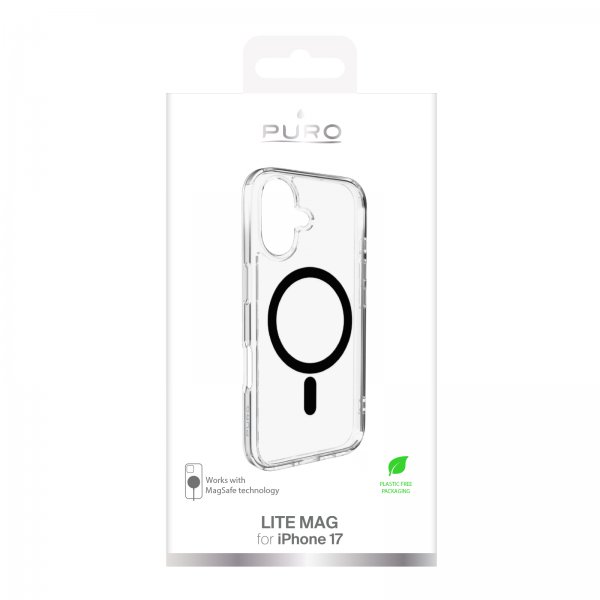 Puro iPhone 17 Deksel Lite Mag Transparent Svart