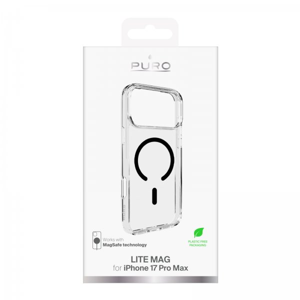 Puro iPhone 17 Pro Max Deksel Lite Mag Transparent Svart