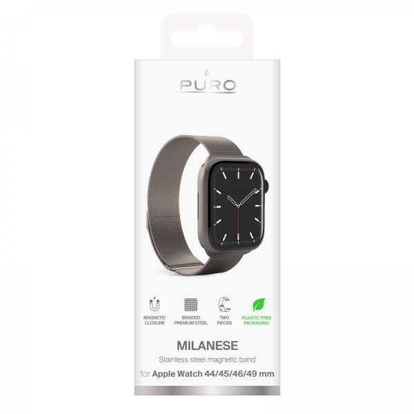 Puro Apple Watch 44/45/46mm/Ultra 49mm Armbånd Milanese Titanium
