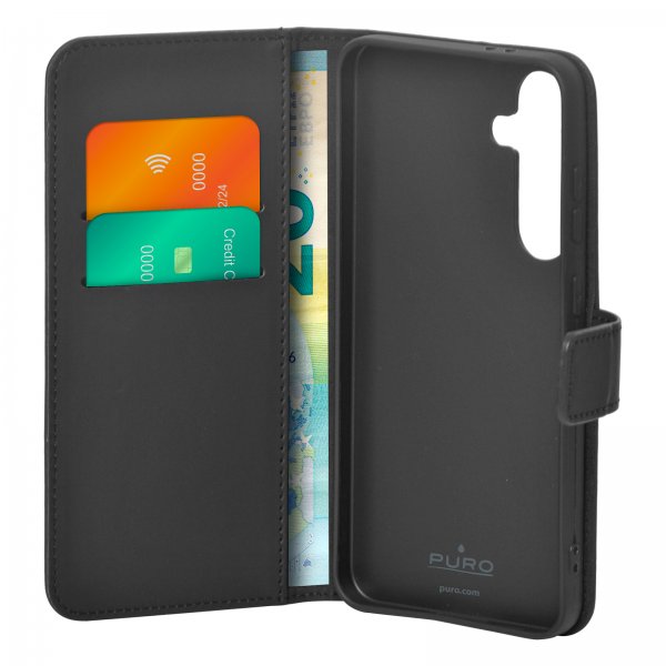 Puro Samsung Galaxy S24 Plus Etui Wallet Stand Svart