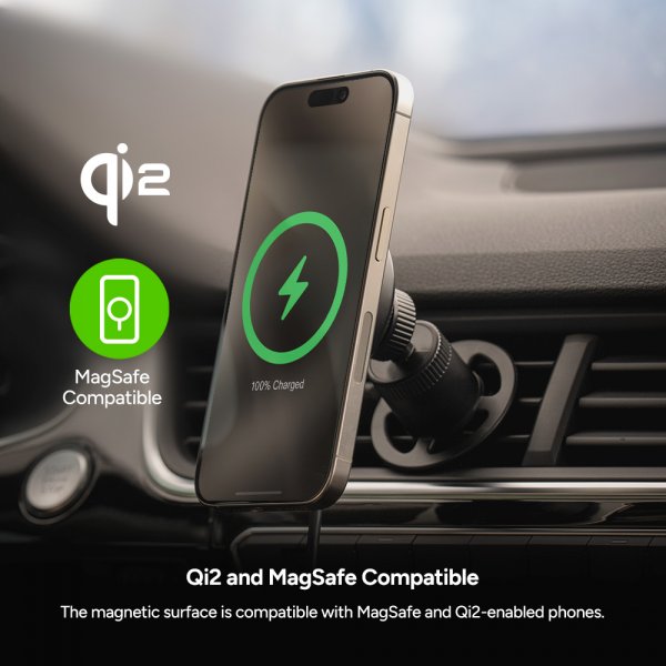 Mophie Mobilholder til bil Snap+ Wireless Charging Vent Mount MagSafe