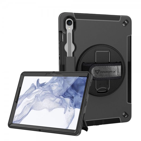 Armor-X Samsung Galaxy Tab S9 FE Deksel Rainproof Rugged Case Hand Strap Kickstand