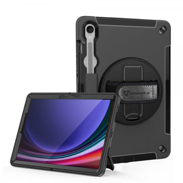 Armor-X Samsung Galaxy Tab S9 Deksel Rainproof Rugged Case Hand Strap Kickstand