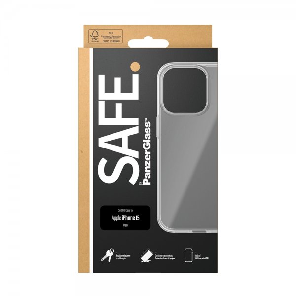 SAFE. by PanzerGlass iPhone 15 Deksel Soft TPU Case Transparent