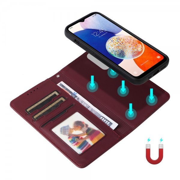 Betopnice Samsung Galaxy A14 Etui Avtagbart Deksel 005 Rød