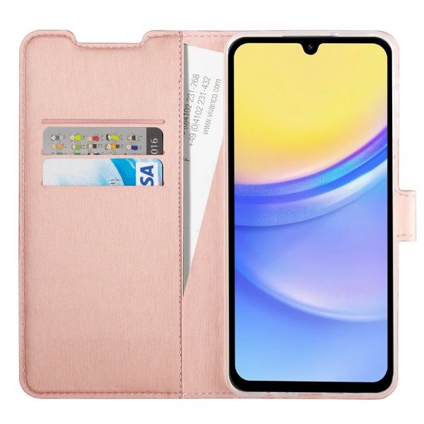 Vivanco Samsung Galaxy A15 Etui Classic Wallet Rosegull
