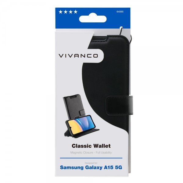 Vivanco Samsung Galaxy A15 Etui Classic Wallet Svart