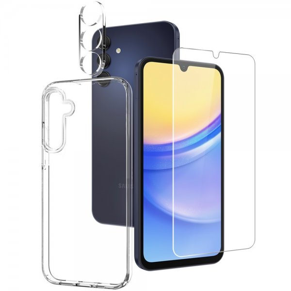 Northjo Samsung Galaxy A15 Deksel med Skjermbeskytter og Kamerabeskytter 3-i-1