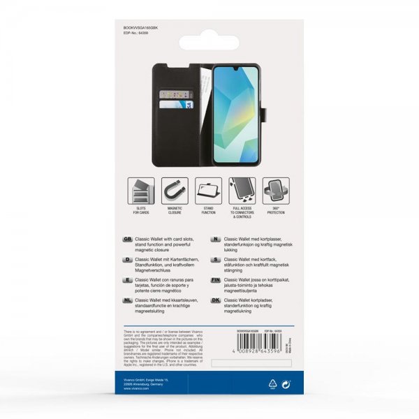 Vivanco Samsung Galaxy A16 Etui Classic Wallet Svart
