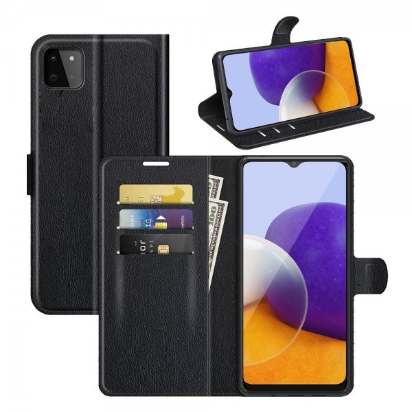 Samsung Galaxy A22 5G Etui Litchi Svart