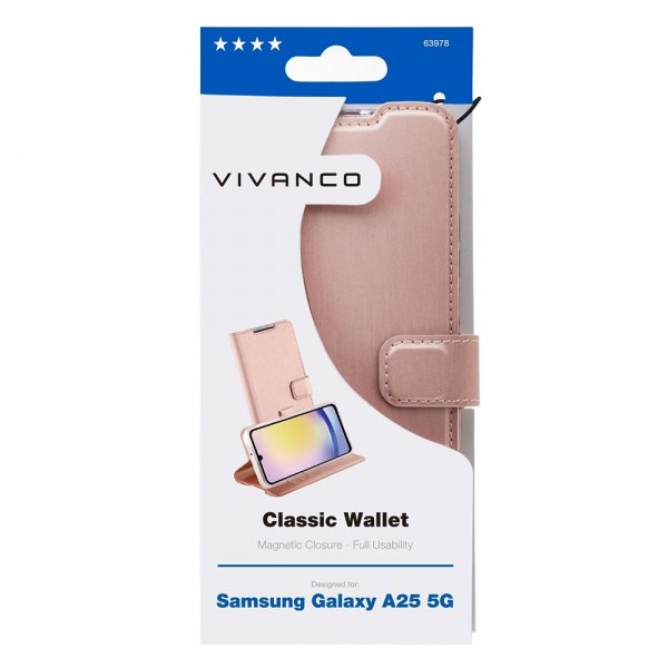 Vivanco Samsung Galaxy A25 Etui Classic Wallet Rosegull