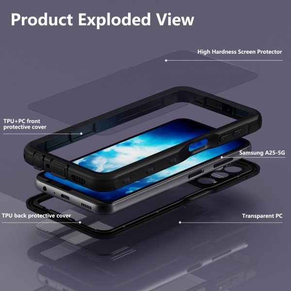 Redpepper Samsung Galaxy A25 Deksel Vanntett IP68 Svart