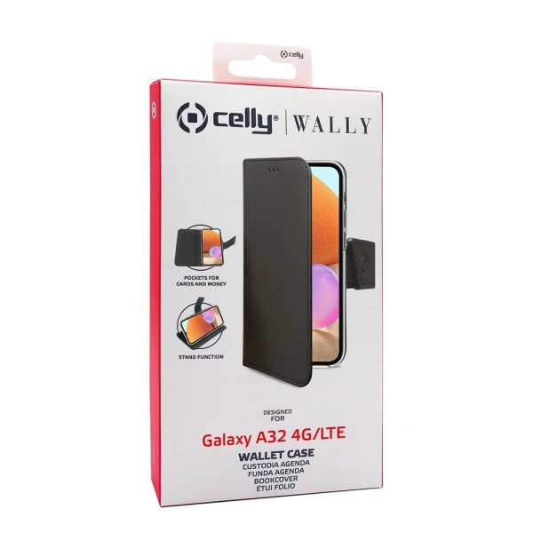 Celly Samsung Galaxy A32 4G Etui Wally Wallet Case Svart