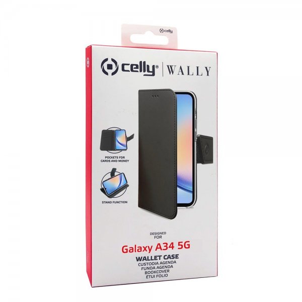 Celly Samsung Galaxy A34 5G Etui Wally Wallet Case Svart