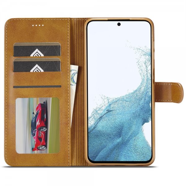 Lc.Imeeke Samsung Galaxy A35 Etui med Kortlomme stativfunksjon Lysebrun