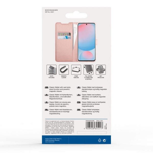 Vivanco Samsung Galaxy A36/Galaxy A56 Etui Classic Wallet Rosegull