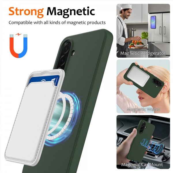 Samsung Galaxy A36/Galaxy A56 Deksel med Stropp Silikon MagSafe Mørkegrønn