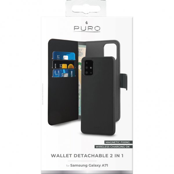 Puro Samsung Galaxy A71 Etui Wallet Detachable 2 in 1 Svart