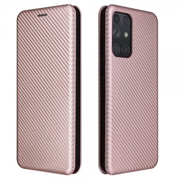 Samsung Galaxy A72 Etui Karbonfibertekstur Rosegull