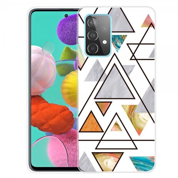 Samsung Galaxy A72 Deksel Marmortrekant Gull Blå