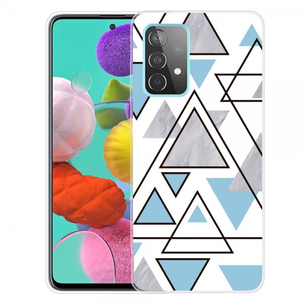 Samsung Galaxy A72 Deksel Marmortrekant Ljusblå