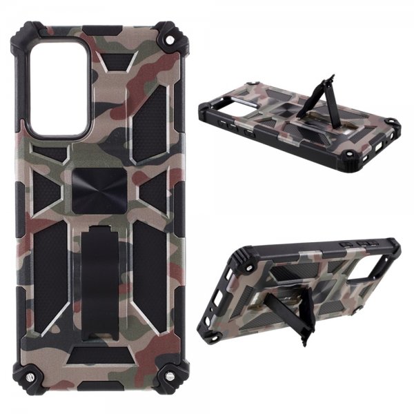 Samsung Galaxy A72 Deksel med Magnet Stativfunksjon Camouflage Grønn