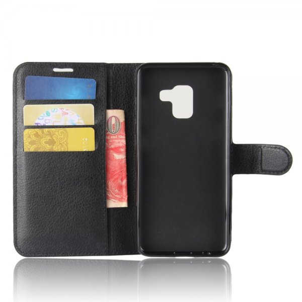 Samsung Galaxy A8 2018 Etui Litchi Svart