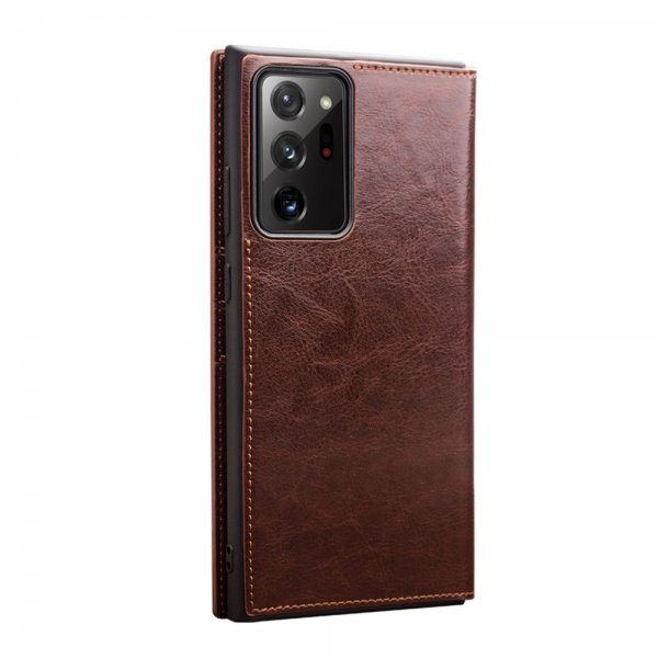 Qialino Samsung Galaxy Note 20 Ultra Etui Ekte Skinn Brun