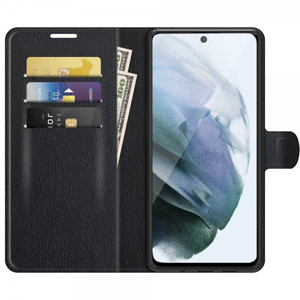 Samsung Galaxy S21 FE Etui Litchi Svart