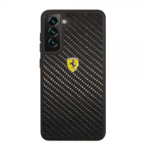 Ferrari Samsung Galaxy S21 FE Deksel Real Carbon Metal Logo Svart