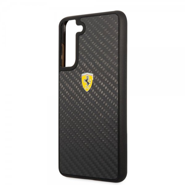 Ferrari Samsung Galaxy S21 FE Deksel Real Carbon Metal Logo Svart