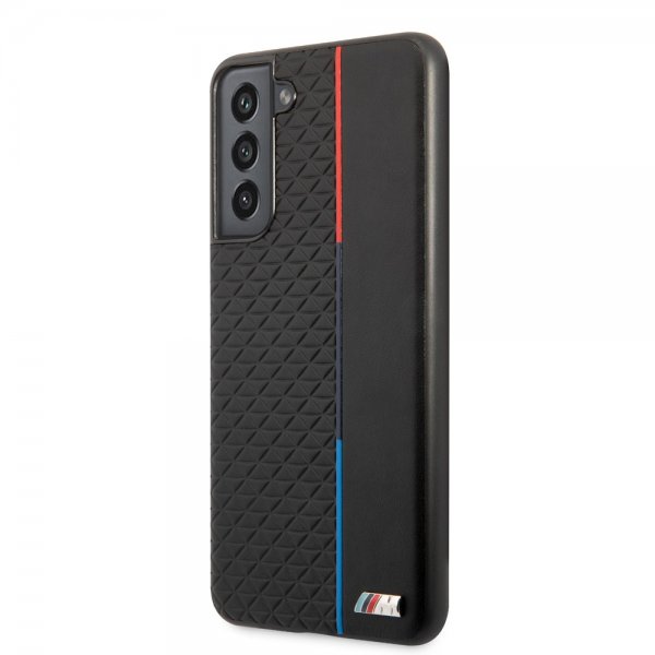 BMW Samsung Galaxy S21 FE Deksel Triangle Pattern & Tricolor Stripe Svart