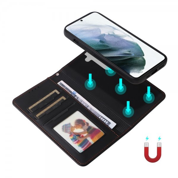 Betopnice Samsung Galaxy S21 Etui Avtagbart Deksel 005 Svart