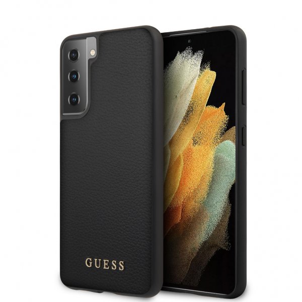 Guess Samsung Galaxy S21 Deksel Skinntekstur Svart