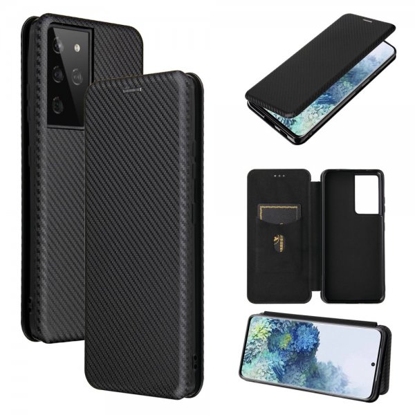 Samsung Galaxy S21 Ultra Etui Karbonfibertekstur Svart