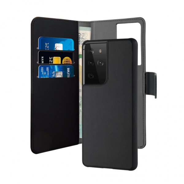 Puro Samsung Galaxy S21 Ultra Etui Wallet Detachable 2 in 2 Svart