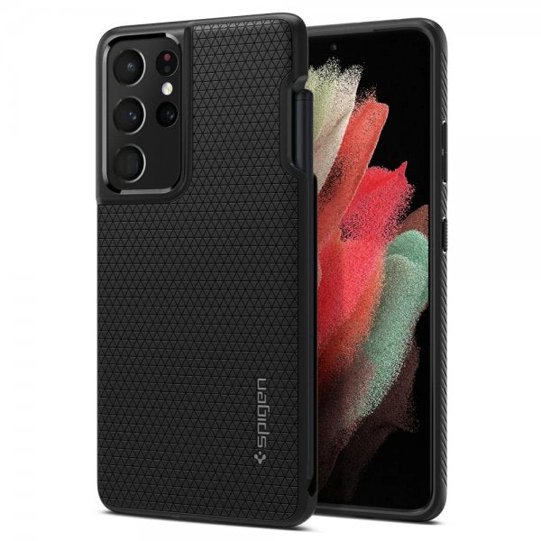 Spigen Samsung Galaxy S21 Ultra Deksel Liquid Air Pen Edition Matte Black