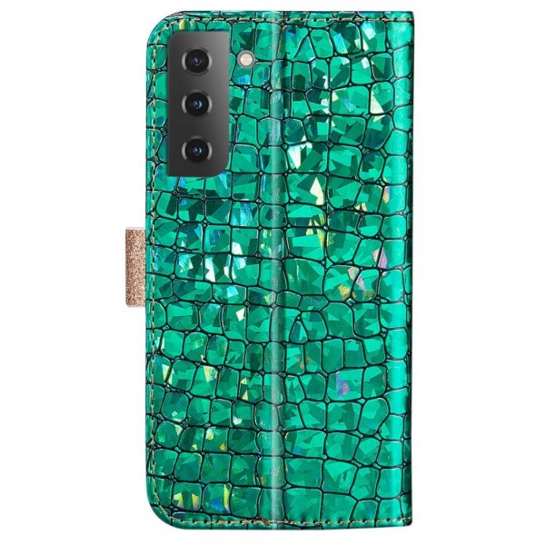 Samsung Galaxy S22 Plus Etui Krokodillemønster Glitter Grønn