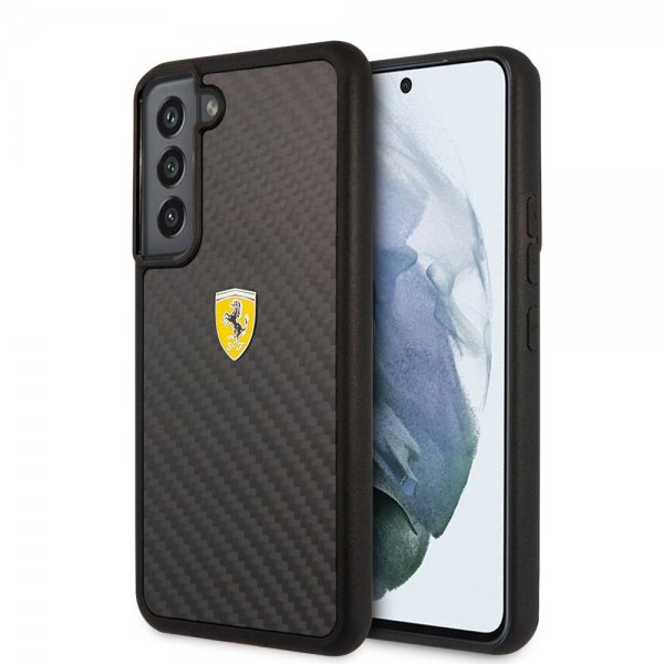 Ferrari Samsung Galaxy S22 Deksel Real Carbon Metal Logo Svart