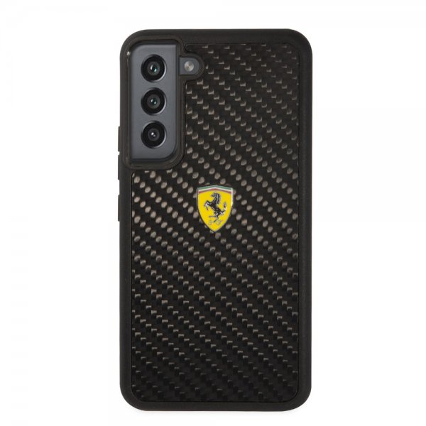 Ferrari Samsung Galaxy S22 Deksel Real Carbon Metal Logo Svart