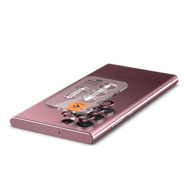 Spigen Samsung Galaxy S22 Ultra Kamerabeskytter GLAS.tR EZ Fit Optik Pro 2-pakning Burgundy
