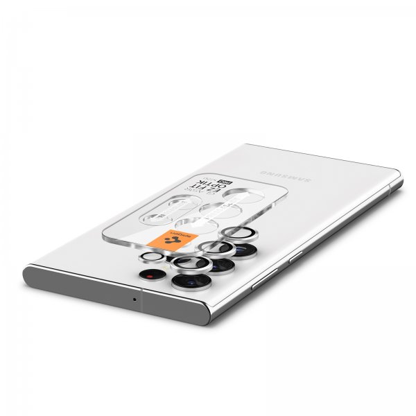 Spigen Samsung Galaxy S22 Ultra Kamerabeskytter GLAS.tR EZ Fit Optik Pro 2-pakning Phantom White
