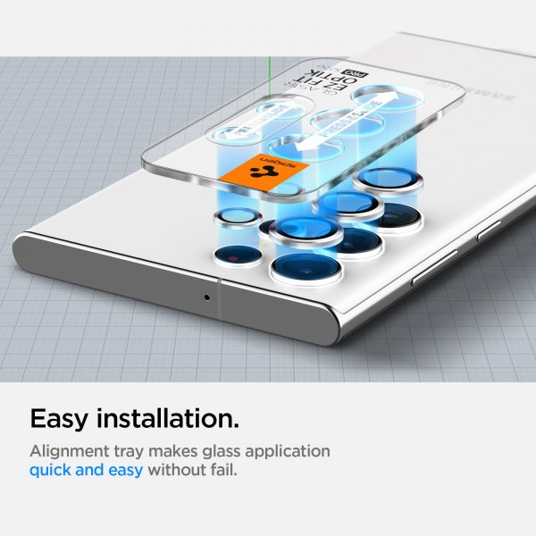 Spigen Samsung Galaxy S22 Ultra Kamerabeskytter GLAS.tR EZ Fit Optik Pro 2-pakning Phantom White